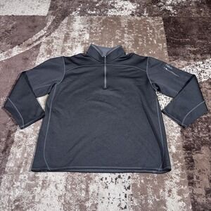 Cabelas Sweater Mens XL Gray 1/4 Zip Mock Neck Thermal Hike Camping Pullover